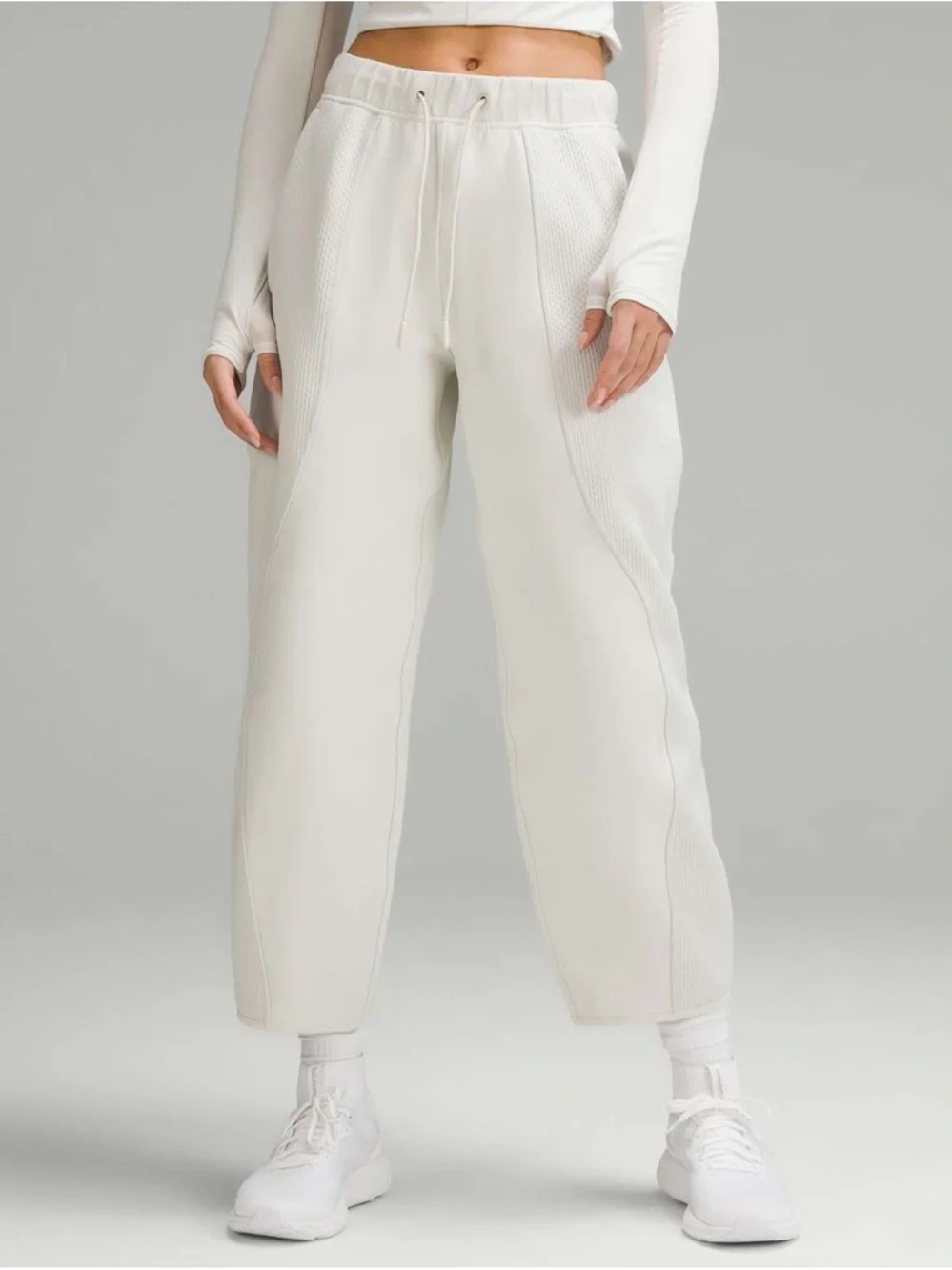 Lululemon ivory mixed fabric relaxed taper pants - Picture 9 of 10